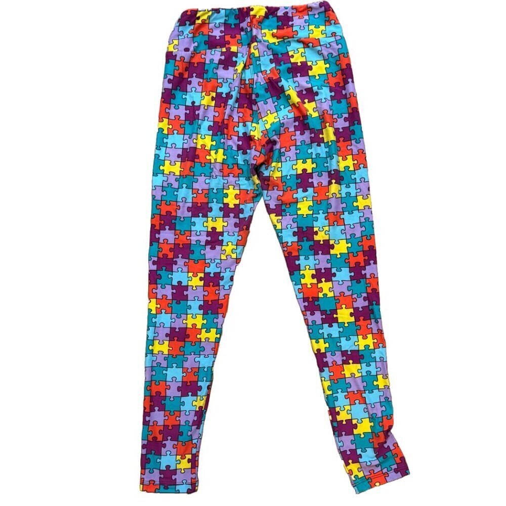 LulaRoe Autism Puzzle Piece Leggings - One Size - Picture 3 of 5